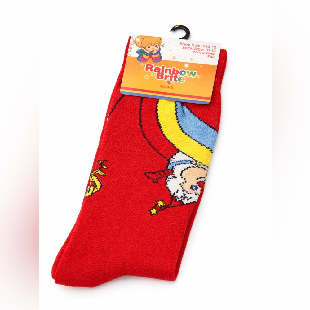 Rainbow Brite‎ Red Crew Socks Cartoon Graphic Unisex Size 6.5-12 New